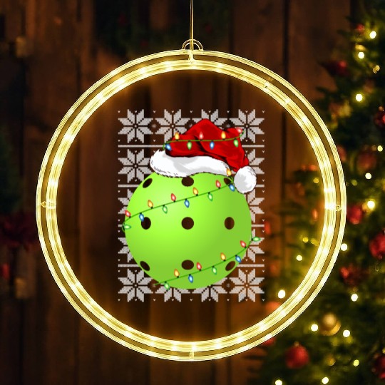 Pickleball Santa LED Christmas Window Lights