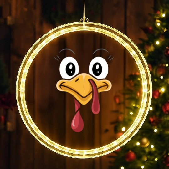 Funny Turkey Face Thanksgiving Humor LED Christmas Window Lights