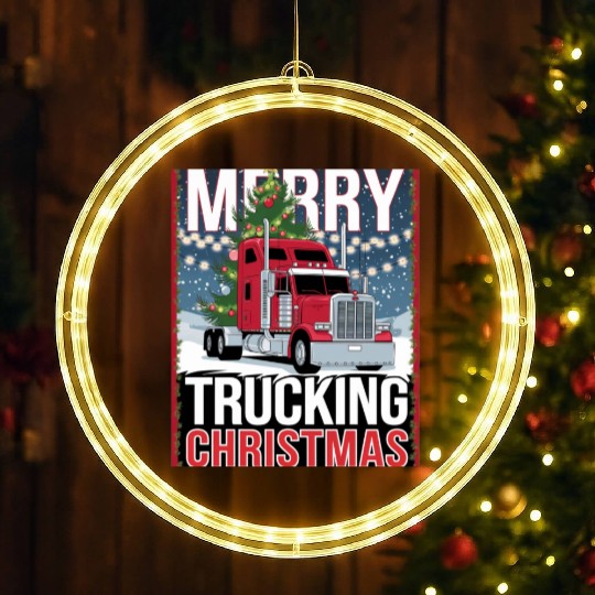 Merry Trucking Christmas Festive Semi-Truck Card LED Christmas Window Lights