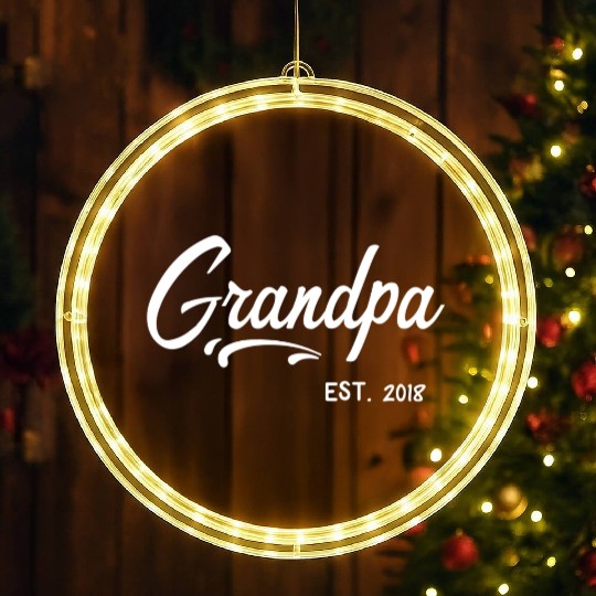 Grandparents Grandpa Established 2018 Grandfather LED Christmas Window Lights
