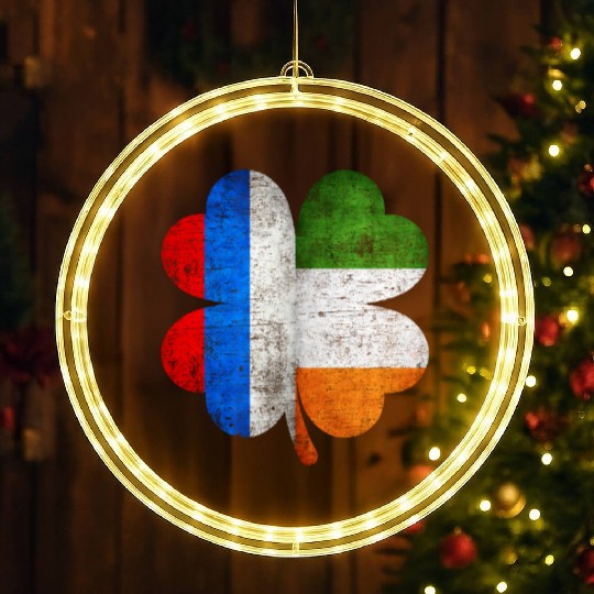 Russian Irish Shamrock Russia Ireland Flag LED Christmas Window Lights