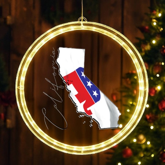 Republican Flag in California State Map CA LED Christmas Window Lights
