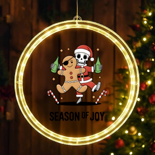 Season of joy: Gingerbread Pirate & Skeleton santa LED Christmas Window Lights