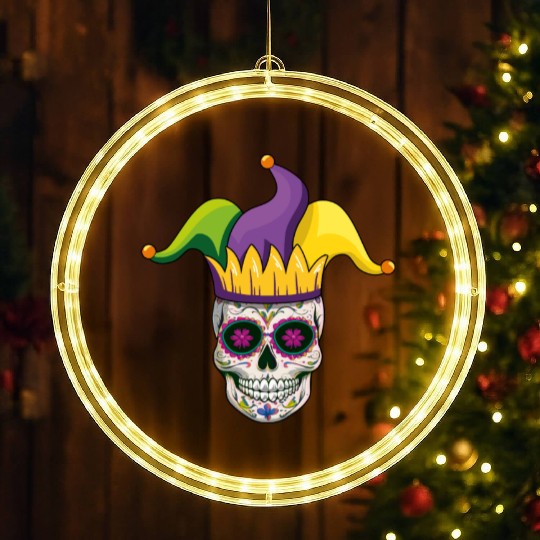 Sugarskull Clown Beads Festival Parade Mardi Gras LED Christmas Window Lights