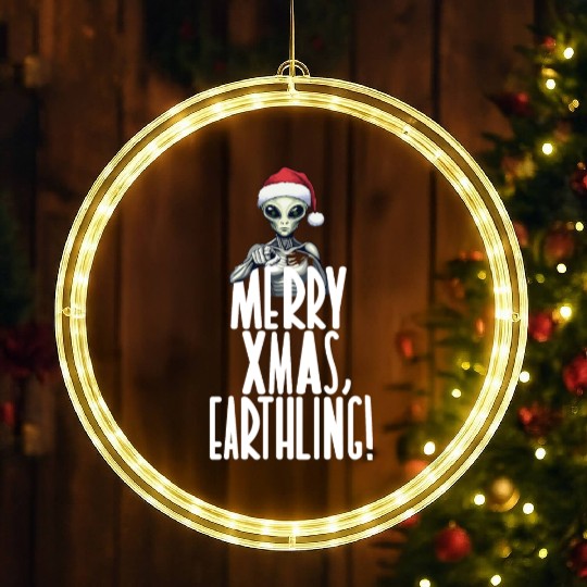 Happy Xmas Earthling Alien Christmas LED Christmas Window Lights