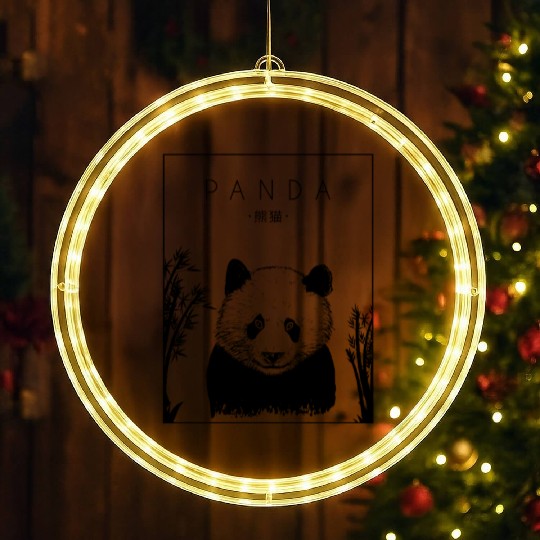 Panda Chinese Hanzi Panda Bear Friend Giant Panda LED Christmas Window Lights