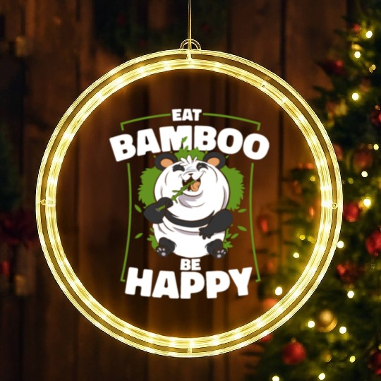 Eat Bamboo Be Happy Panda Bear Friend Lover Giant LED Christmas Window Lights