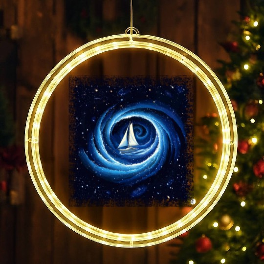 Sailboat Galaxy Milky Way Space Fantasy LED Christmas Window Lights