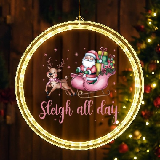 Sleigh All Day, Merry Christmas, Christmas Cute LED Christmas Window Lights