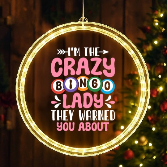 Crazy Bingo Lady Bingo Cards Bingo Game Lover LED Christmas Window Lights