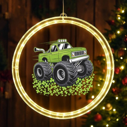 Boys St Patricks Day Toddler Lucky Monster Truck LED Christmas Window Lights