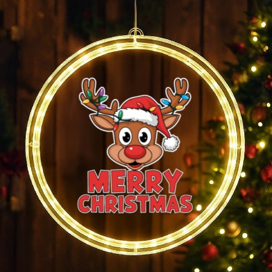 Merry Christmas Reindeer Xmas Family Men Women LED Christmas Window Lights