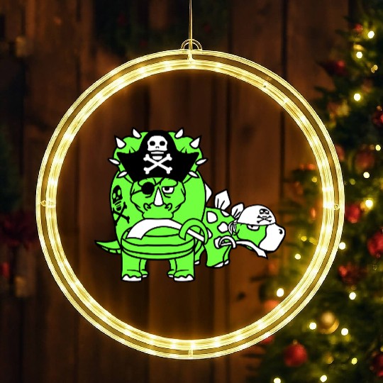 Triceratops Stegosaurus 2 Dinosaur Pirates Dinos LED Christmas Window Lights