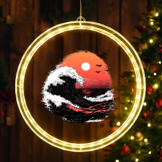 Distressed Wave and Sun LED Christmas Window Lights