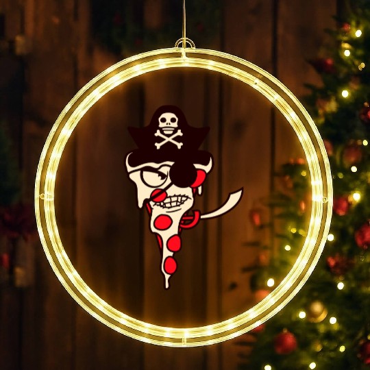 Evil Fast Food Pizza Pirate Captain Cool Eye Patch LED Christmas Window Lights