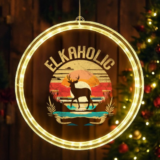 Elk Hunting Elkaholic Hunters LED Christmas Window Lights