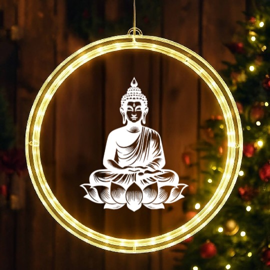 Resting Buddha Concentration Yoga Meditation LED Christmas Window Lights