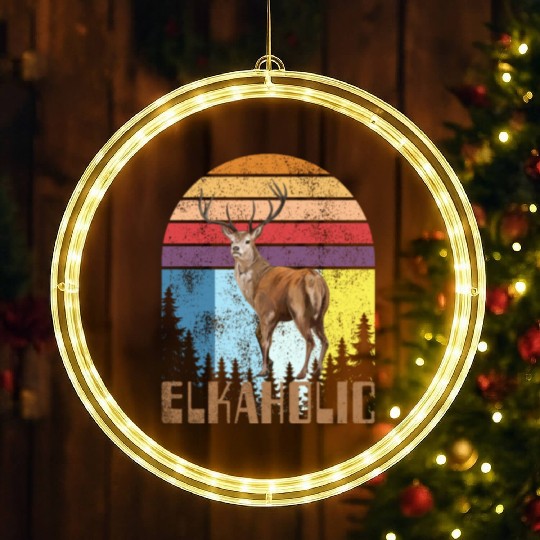 Elk Hunting Elkaholic Hunters LED Christmas Window Lights