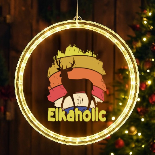 Elk Hunting Elkaholic Hunters LED Christmas Window Lights
