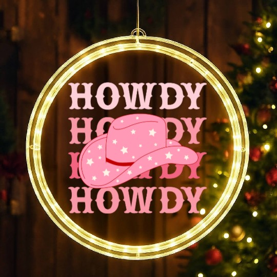 Howdy Cowboy Star Hat LED Christmas Window Lights