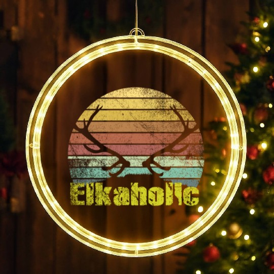 Elk Hunting Elkaholic Hunters LED Christmas Window Lights