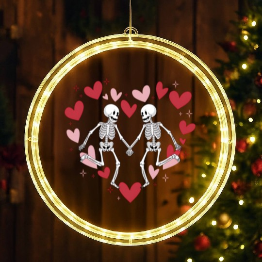 Coquette Valentine Dancing Skeleton LED Christmas Window Lights