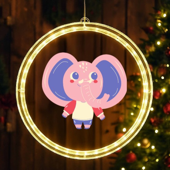 Cute Cardboard Elephant LED Christmas Window Lights