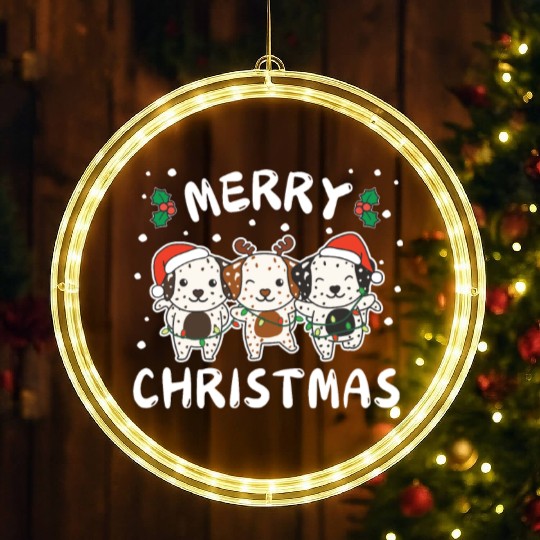 Merry Christmas Cute Dalmatian Festive Lights LED Christmas Window Lights