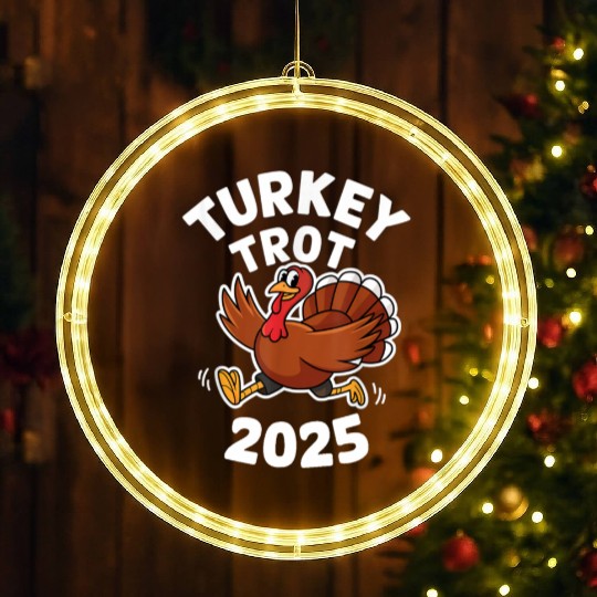 Funny Thanksgiving Turkey Trot 2025 LED Christmas Window Lights