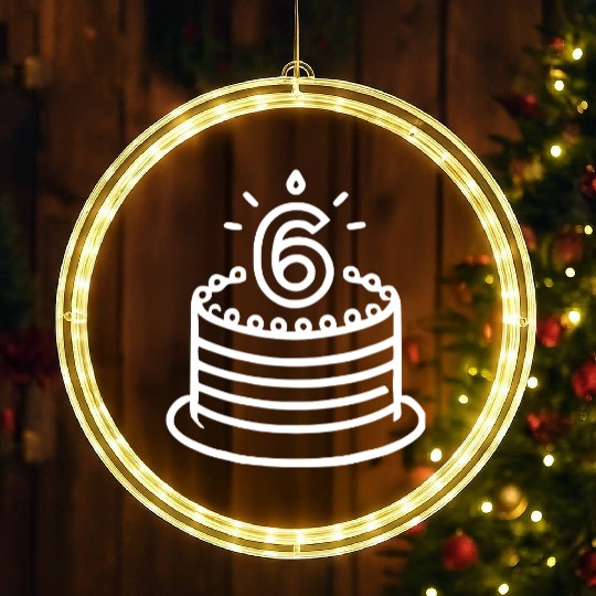 Children 6th Birthday cake Kid Vector path20 LED Christmas Window Lights