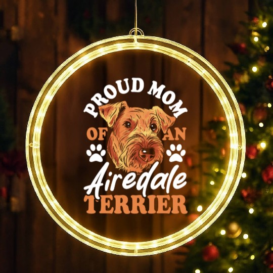 Airedale Dog Mom Grooming Airedale Terrier LED Christmas Window Lights