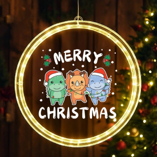 Merry Christmas Cute Dino Festive Lights Dino LED Christmas Window Lights