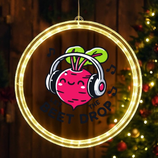 Let The Beet Drop Music Pun LED Christmas Window Lights