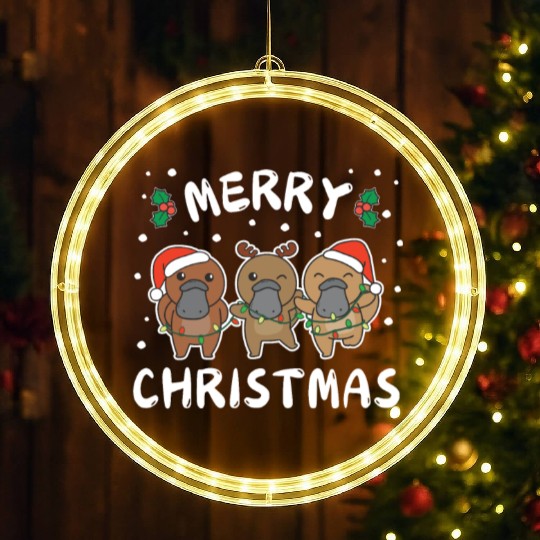 Merry Christmas Cute Platypus Festive Lights LED Christmas Window Lights
