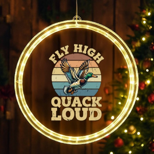 Mallard Duck Fly High Quack Loud Retro Water Bird LED Christmas Window Lights