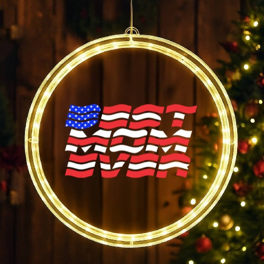 Best Mom ever US Flag LED Christmas Window Lights