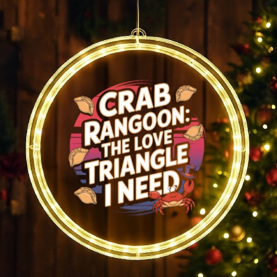 Crab Rangoon Lover American Chinese Sea Food LED Christmas Window Lights