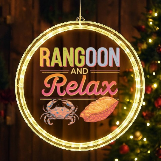 Crab Rangoon Lover American Chinese Sea Food LED Christmas Window Lights