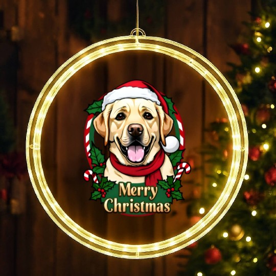 Festive Labrador Christmas Design LED Christmas Window Lights