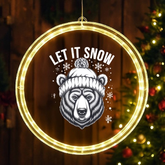 Let It Snow Bear LED Christmas Window Lights, Winter Bear Graphic LED Christmas Window Lights,