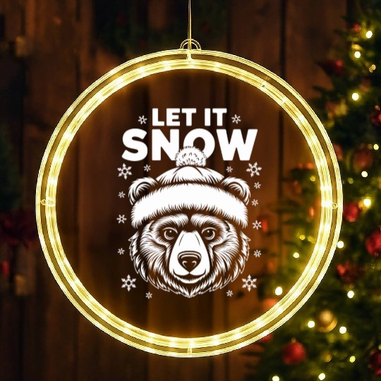Let It Snow Bear Christmas LED Christmas Window Lights, Winter Holiday