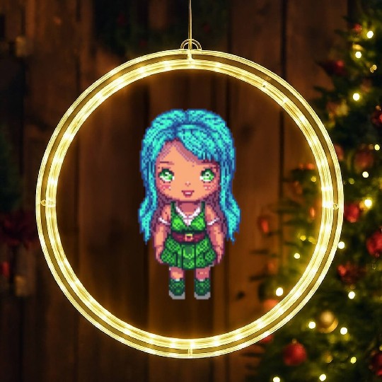 Mystic Emerald Sprite - Pixel Art Design LED Christmas Window Lights