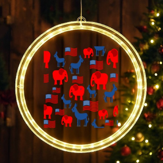 Elephant and Donkey Seamless Pattern LED Christmas Window Lights