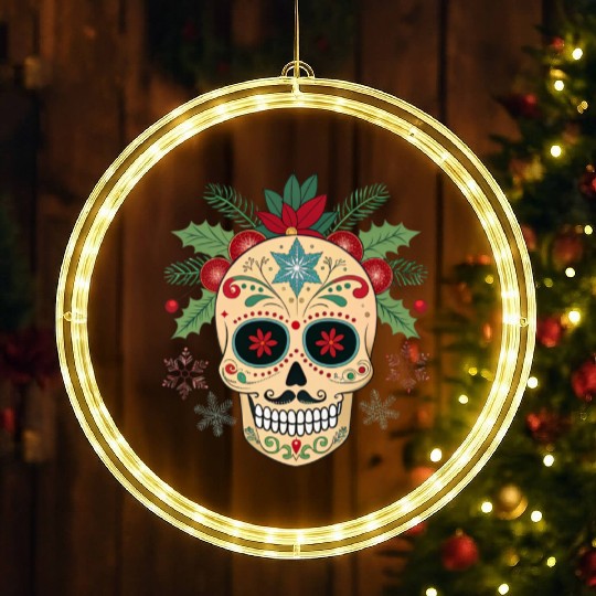 Holiday Sugar Skull LED Christmas Window Lights