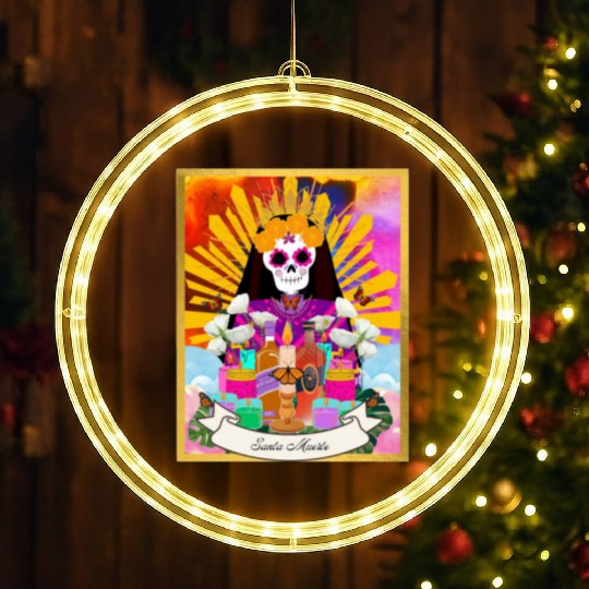 Butterfly Santa Muerte LED Christmas Window Lights