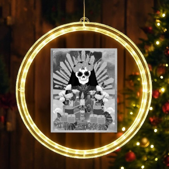 Butterfly Black and White Santa Muerte LED Christmas Window Lights
