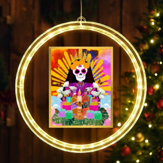 Rainbow Butterfly Santa Muerte LED Christmas Window Lights