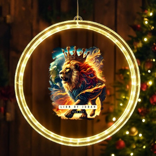 Lion of Judah with Crown And Flames LED Christmas Window Lights