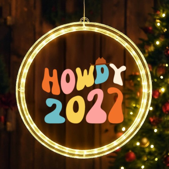 Howdy 2027 funny 2027 NYE Groovy LED Christmas Window Lights