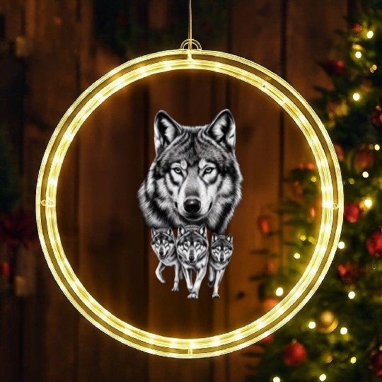 Wolf LED Christmas Window Lights, Wolf Lover LED Christmas Window Lights, Wolf Moon LED Christmas Window Lights, Wol